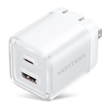 <tc>Vention</tc> Cargador GaN de 2 puertos USB (C + A) (30W/30W) con enchufe estadounidense.