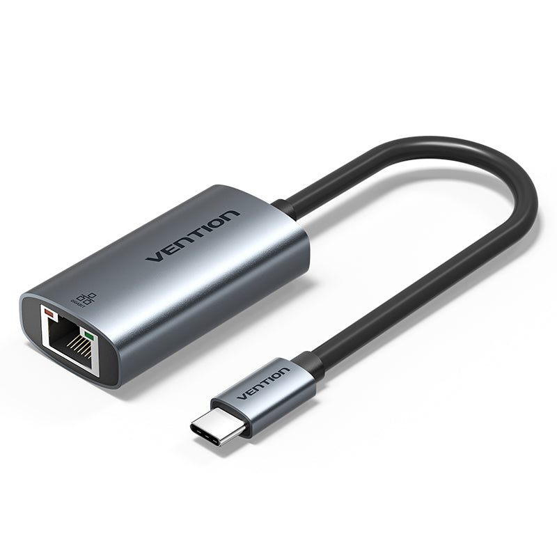 Vention USB-C ke Gigabit Ethernet Adapter Jenis Paduan Aluminium Abu-abu