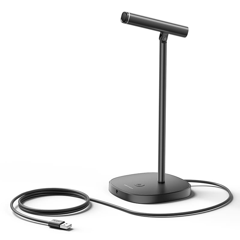 Microphone de bureau USB avec bouton muet noir