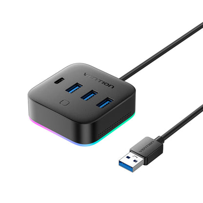 Vention USB 3.0 to USB 3.2 Gen 1 Type-C/USB 3.0*3/USB-C Desk Hub Black
