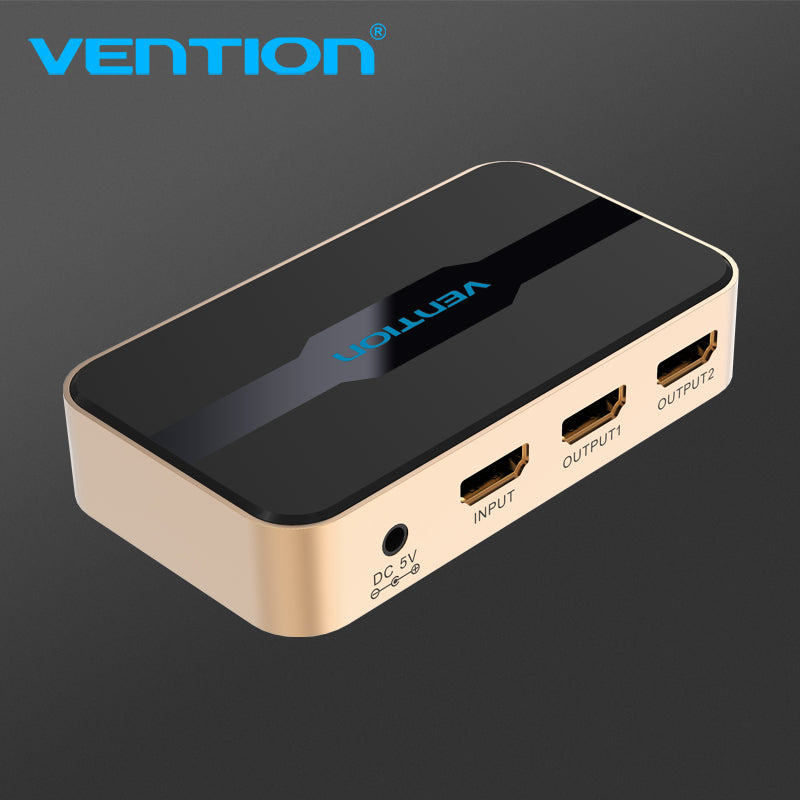 Vention 1 In 2 Out HDMI Splitter 4K@30Hz Gold Aluminum Alloy Type