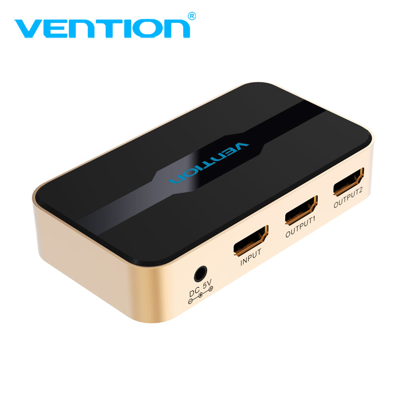 Vention 1 In 2 Out HDMI Splitter 4K@30Hz Gold Aluminum Alloy Type
