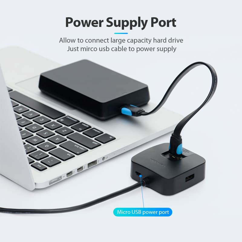 4 Ports USB 2.0/3.0 HUB 0.15M Black