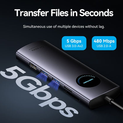 USB-C to DP/HDMI x 2/USB 3.0 x 2/USB 2.0/RJ45/SD/TF/PD MST Docking Station