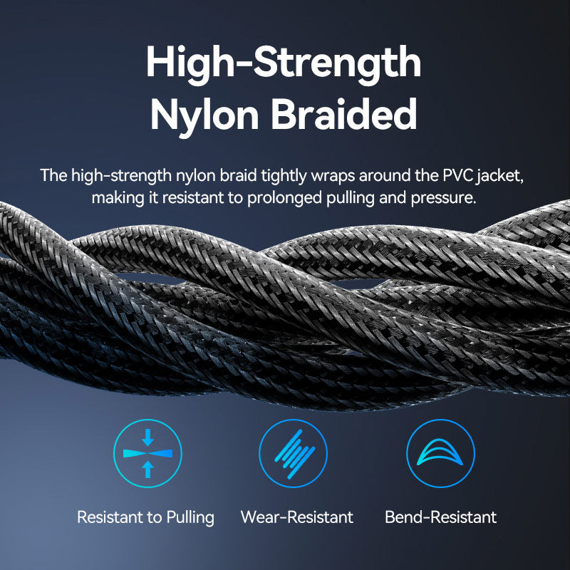 Vention Nylon Braided 3.5mm TRS Male to 6.35mm TS Male Audio Cable 1M Gray Aluminum Alloy Type