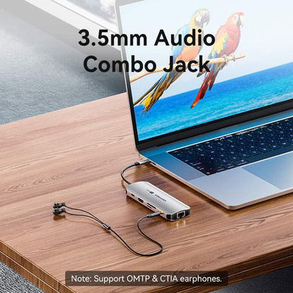 USB-C to HDMI/USB 3.0 x 3/RJ45/SD/TF/TRRS 3.5mm/PD Docking Station