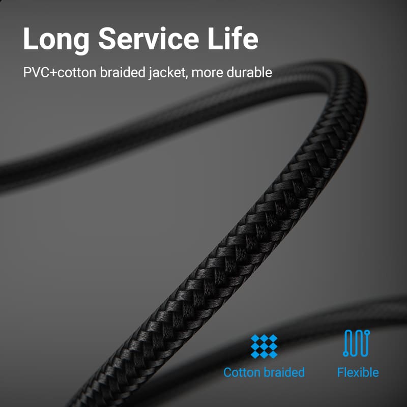 Cotton Braided Cat.8 SFTP Patch Cable 1M Black