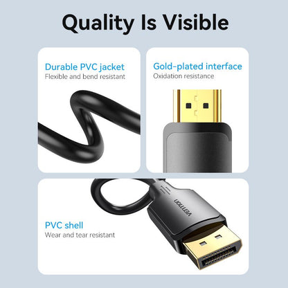 DisplayPort Male to HDMI-A Male 4K HD Cable 1/1.8/3/5M Black