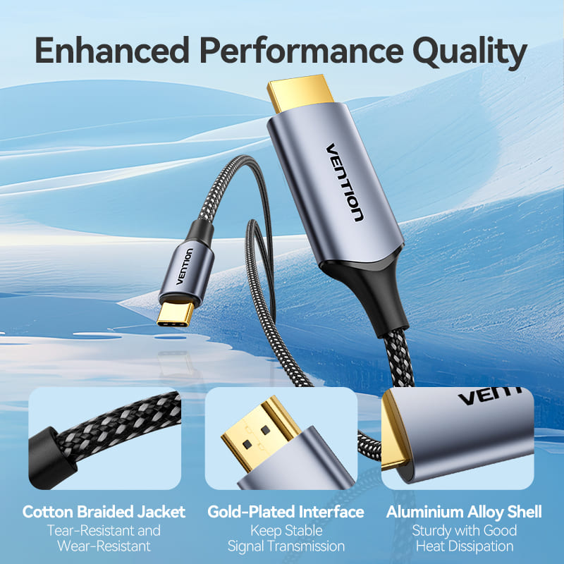 Cotton Braided USB-C to HDMI-A 4K HD Cable