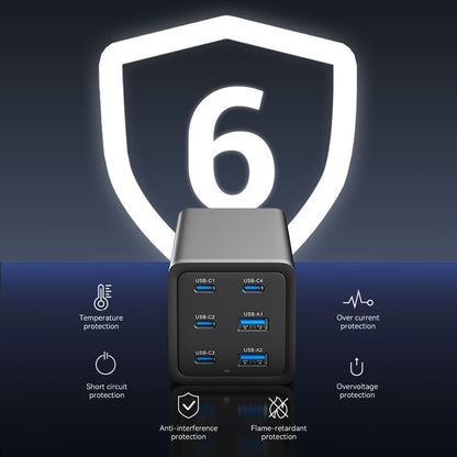 Vention 6-Port USB (C+C+C+C +A+A) Desktop GaN Charger (140W/140W/45W/20W/18W/18W) Plug
