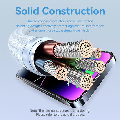 USB 2.0 Type-C Male to Lightning Male 3A Cable