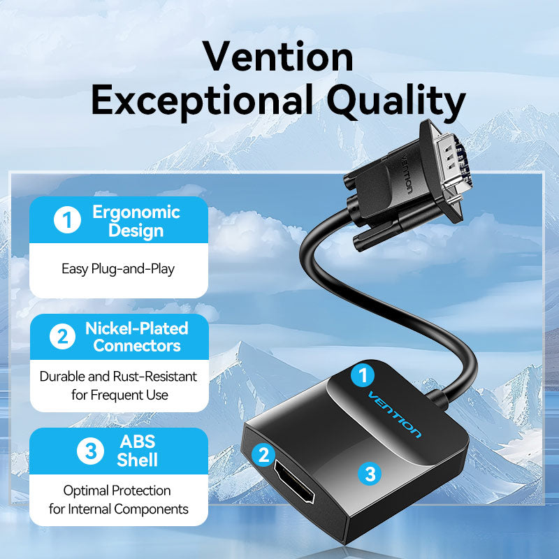 Vention vga to hdmi converter с женским микро USB и аудиопортом