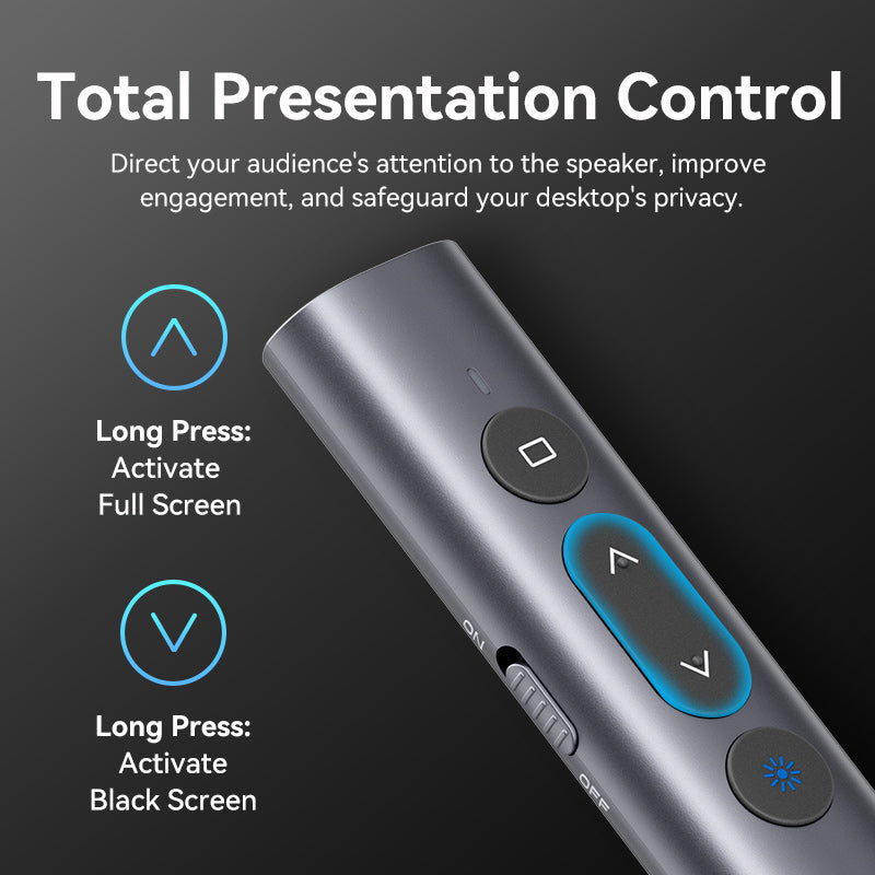 Vention Wireless PowerPoint Presentation Clicker with Red Laser Pointer – Gray