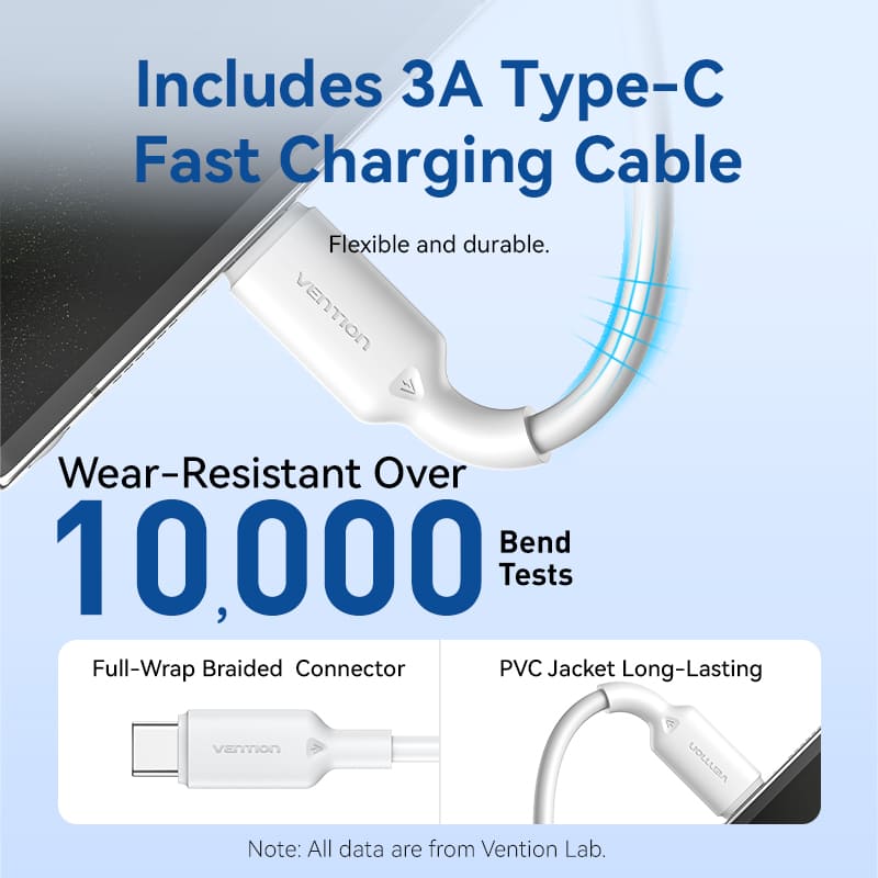 2-Port USB (C + A) GaN Charger (30W/30W) with USB-C to USB-C Cable (1M) US-Plug Black