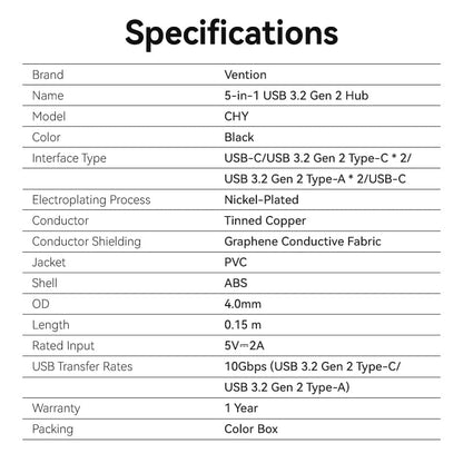 Vention 5-in-1 USB 3.2 Gen 2 Hub