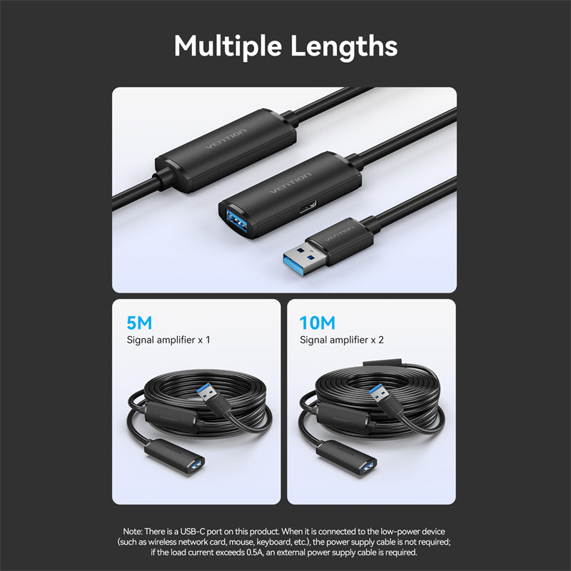 USB 3.0 Type-A Male to Type-A Female Active Extension Cable