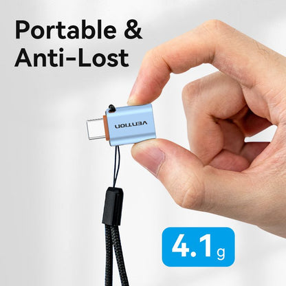 USB 3.1 Type-C Male to USB Female OTG Adapter with Lanyard Gray Aluminum Alloy Type