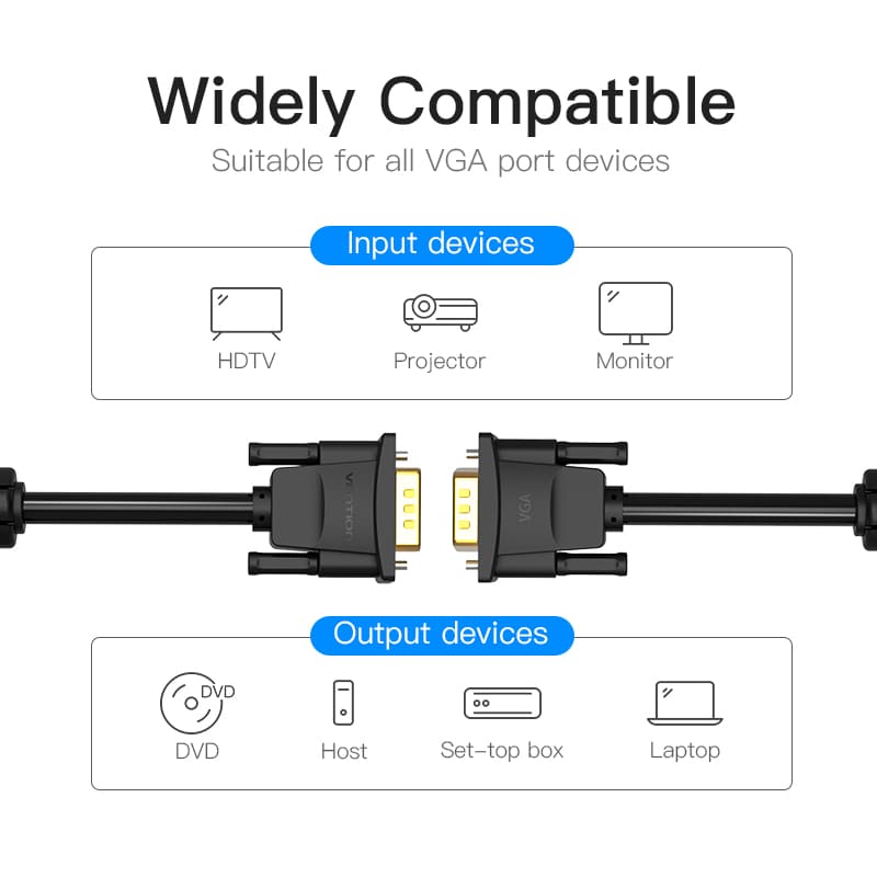 VGA(3+9) Male to Male Cable 8M Black