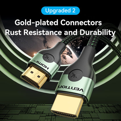 <tc>Vention</tc> Cable HDMI™-A macho a macho HD trenzado de algodón ultrafino 8K de aleación de aluminio verde