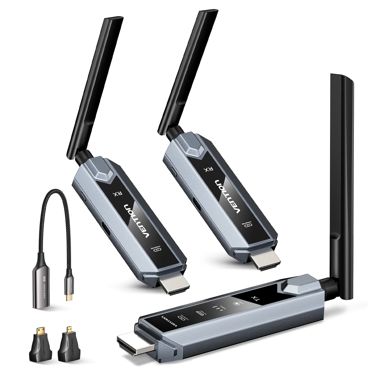 Vention Wireless HDMI Transmitter and Receiver (1TX+2RX) Kit Gray