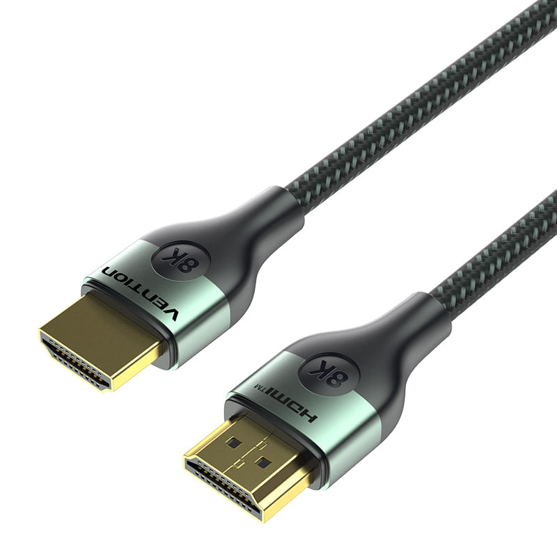 Câble HDMI-A mâle à mâle HD Ultra fin tressé en coton, Type en alliage d'aluminium vert 8K 1M