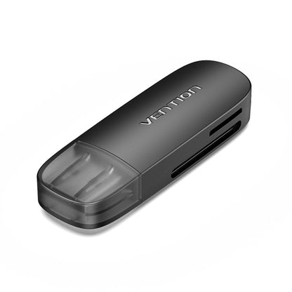 Vention 2-in-1 USB 2.0 A Card Reader(SD+TF) Black Single Drive Lette