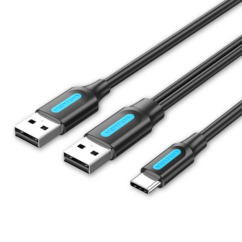 Vention USB 2.0 A Male to USB-C Male Cable with USB Power Supply  PVC Type