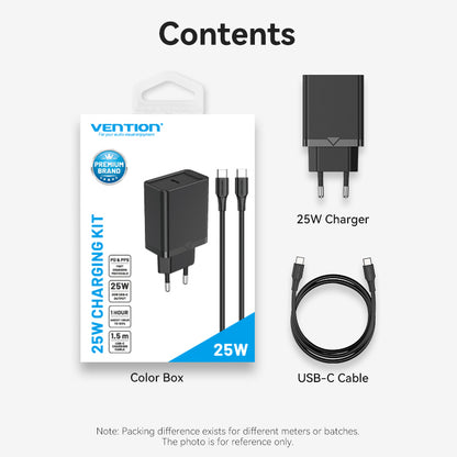 Vention 1-Port USB-C Wall Charger 25W EU-Plug