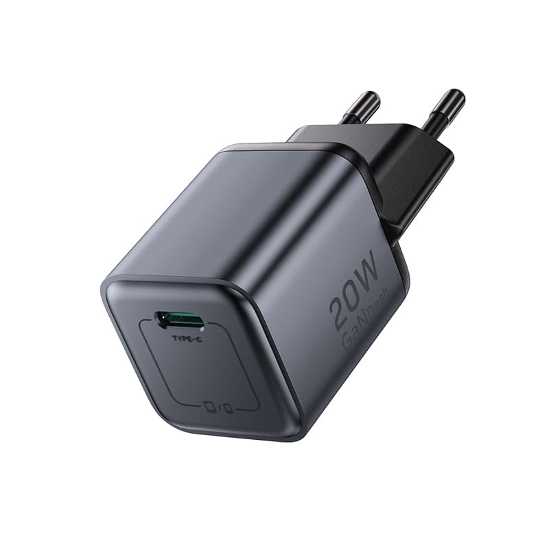 Chargeur GaN USB-C 1 port (20 W) prise UE gris