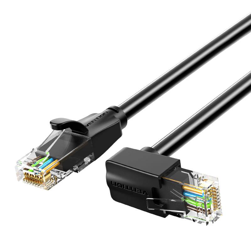 Câble de raccordement Ethernet Cat.6 UTP à angle droit vers le bas