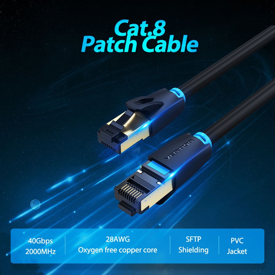 Cat.8 SFTP Patch Cable 0.5M Black