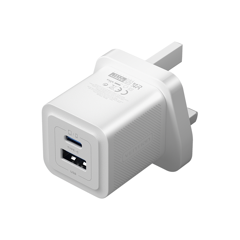 2-Port USB (C + A) GaN Charger (30W/30W) UK-Plug