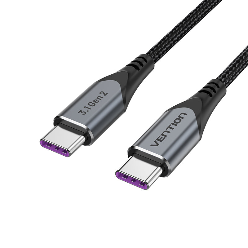 Vention USB 3.1 Gen2 C Male a C Cable Male 5A Tipo de aleación de aluminio gris