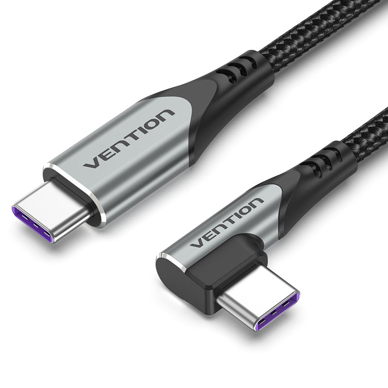 Vention USB 2,0 C männlicher Rechtwinkel zu C männlicher 5A -Kabel Aluminiumlegierungstyp