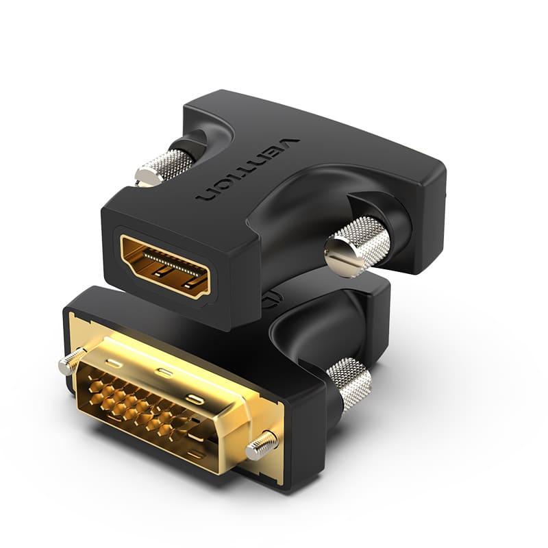 VÉENTION HDMI FEMME À DVI (24 + 1) Adaptateur masculin noir