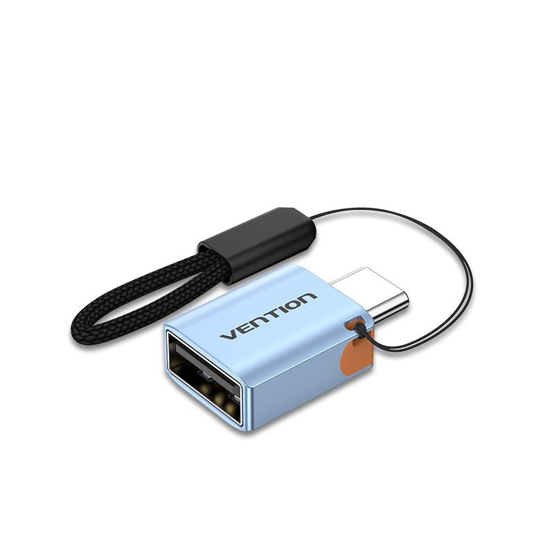 USB 3.1 Typ-C-Stecker auf USB-Buchse, OTG-Adapter mit Umhängeband, graue Aluminiumlegierung