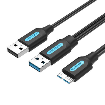 USB 3.0 A Male to Micro-B Male Cable with USB Power Supply 0.5/1M Black PVC Type