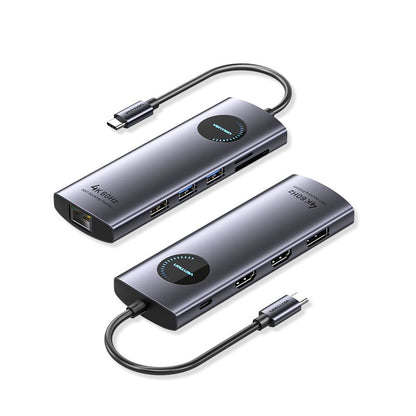 USB-C to DP/HDMI x 2/USB 3.0 x 2/USB 2.0/RJ45/SD/TF/PD MST Docking Station
