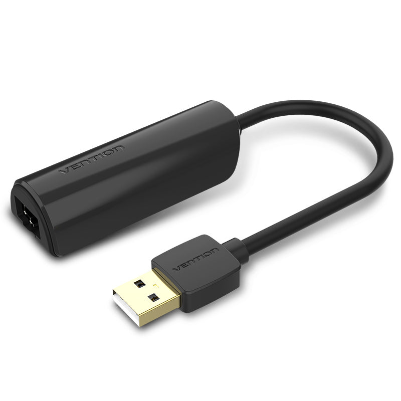 USB 2.0 to 100Mbps Ethernet Adapter ABS Type Black 0.15