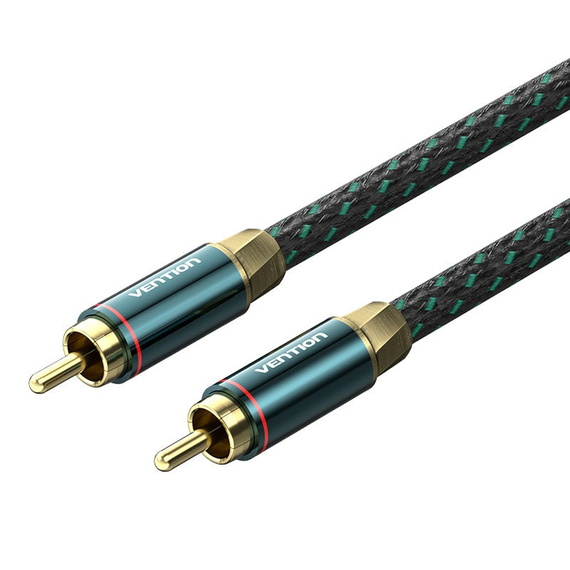 Câble Audio Coaxial RCA mâle à mâle tressé en coton, Type cuivre vert 0.5/1/1.5/2/3/5/8/10M