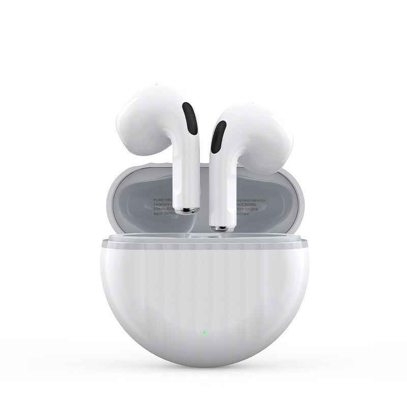 True Wireless Earbuds White Clamshell Style