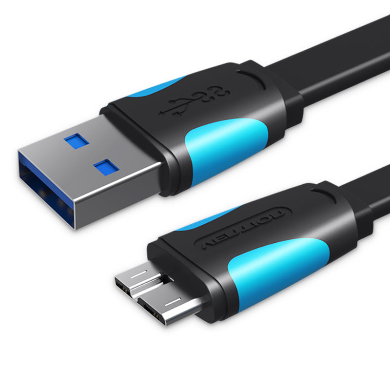 文明平坦USB3.0雄性至微型B雄性电缆