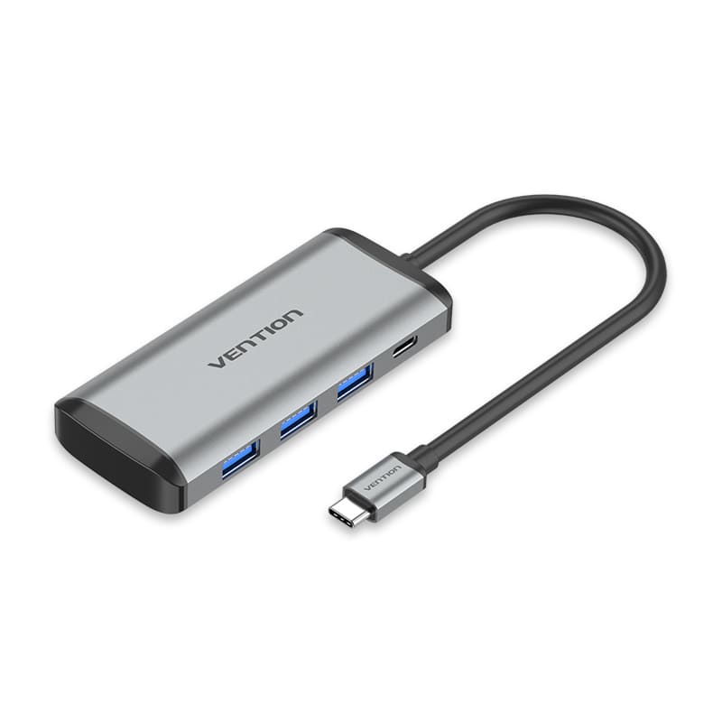 USB-C to USB3.0*3/TF/SD/PD Hub 0.15M Gray Aluminum Alloy Type