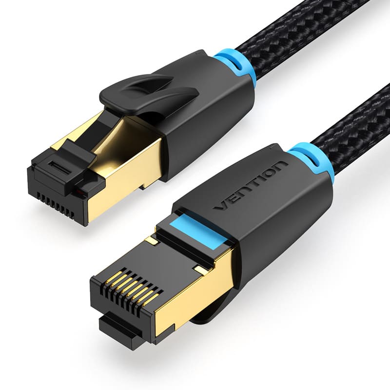 Cotton Braided Cat.8 SFTP Patch Cable 1M Black