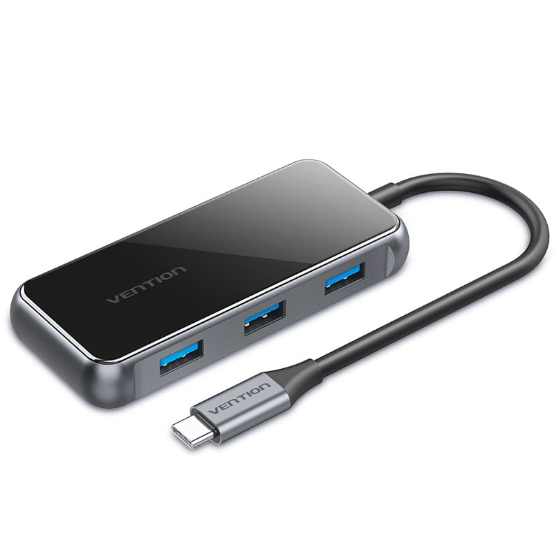 Multi-function USB-C to HDMI/ USB3.0*3/PD Docking Station 0.15M Gray Mirrored Surface Type