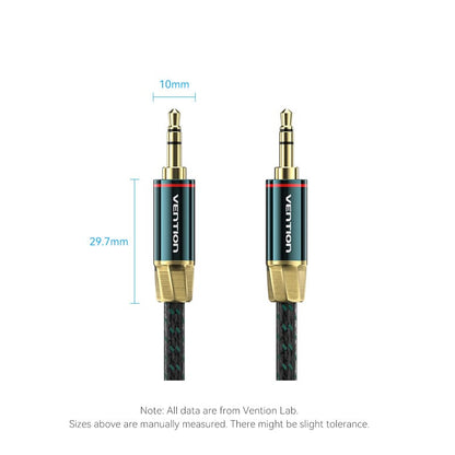 Vention Cotton Braided 3.5mm Male to Male Audio Cable 0.5/1/1.5/2/3/5/8/10M Green Copper Type