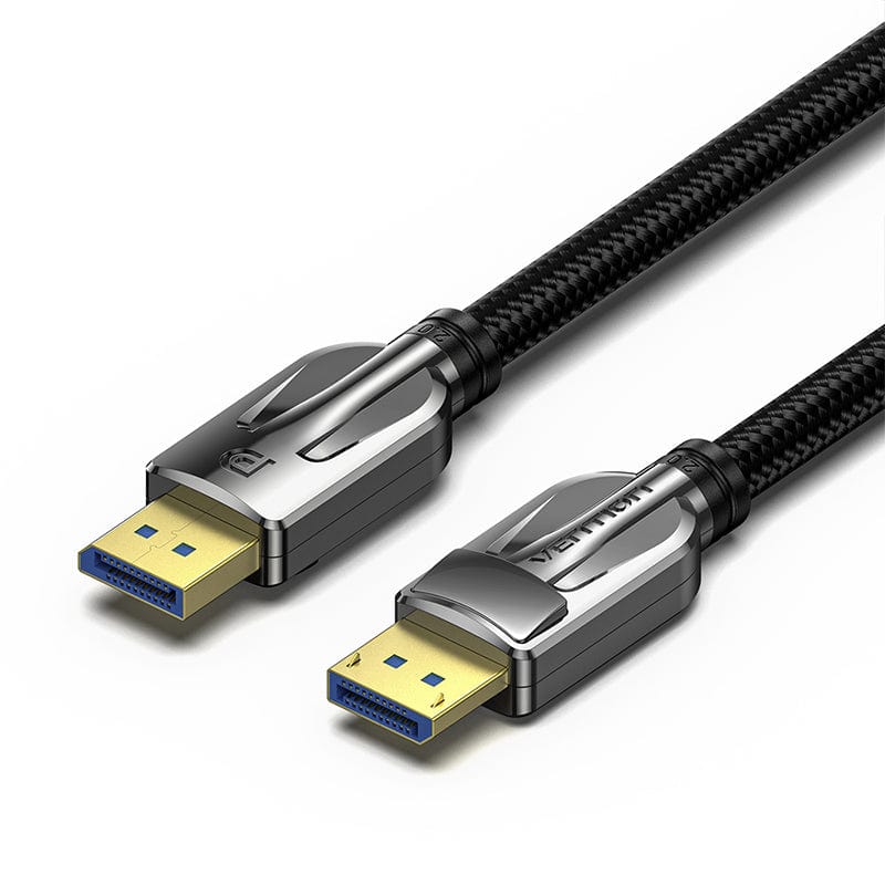 VENTION Cotton Braided DP Male to Male 8K HD Cable Black Zinc Alloy Type
