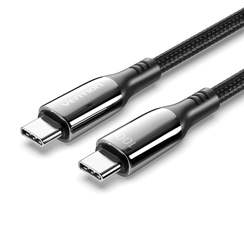 VENTION Cotton Braided USB 2.0 C Male to C Male 5A Cable Black Zinc Alloy Type