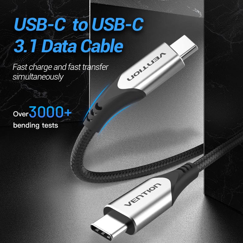 Vention Cotton Braided USB-C to USB-C 3.1 Cable 0.5/1/1.5M  Gray