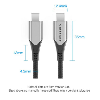 Vention Cotton Braided USB-C to USB-C 3.1 Cable 0.5/1/1.5M  Gray